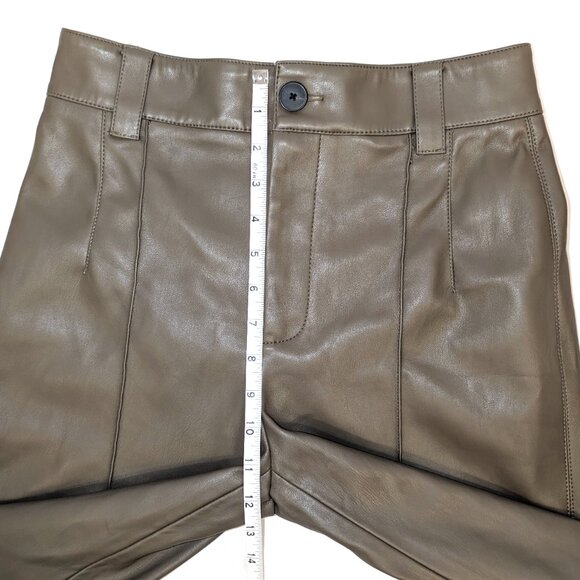 Zara | Taupe Francoise Straight Leg High-Waisted Faux Leather Trouser Pants | XS - Picture 11 of 16